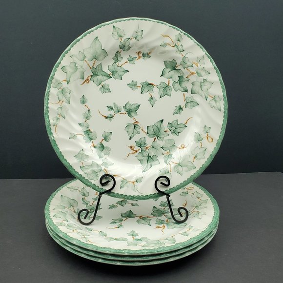 International Tableworks Country Vine Dinner Plates 062 Swirl Plates Green Ivy - Picture 2 of 6
